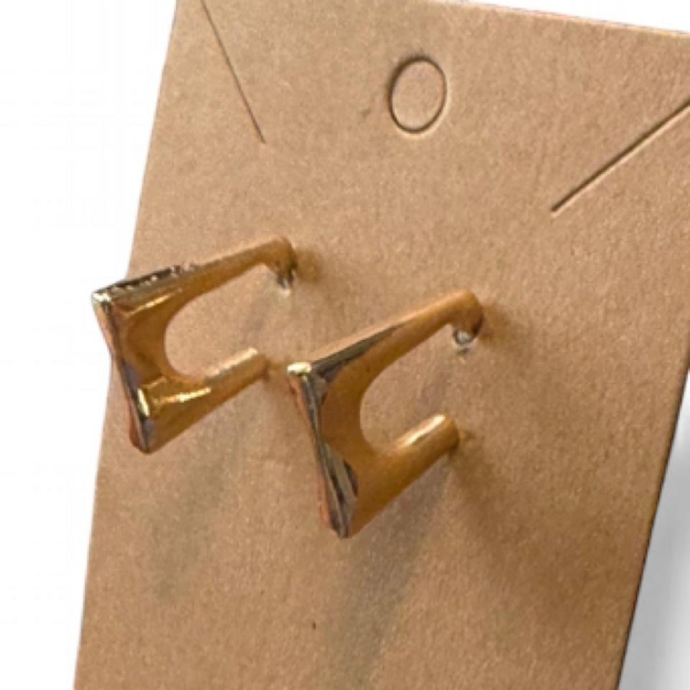 Gold Tone Modern Square Hoop Earrings - Picture 2 of 8